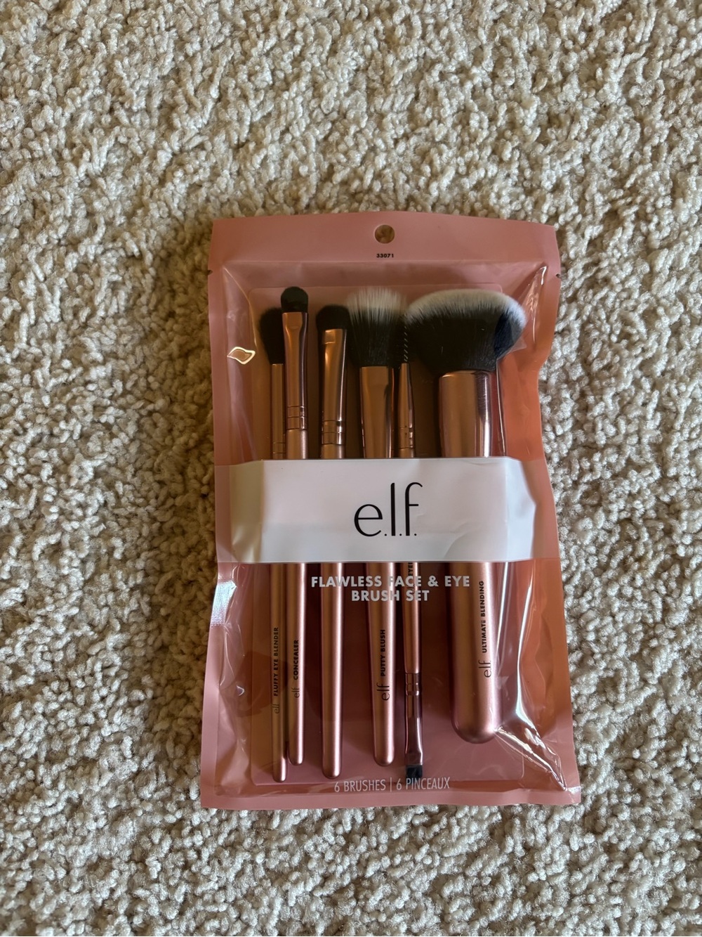 NWT e.l.f. Flawless Face & Eye Brush Set - Rose Gold